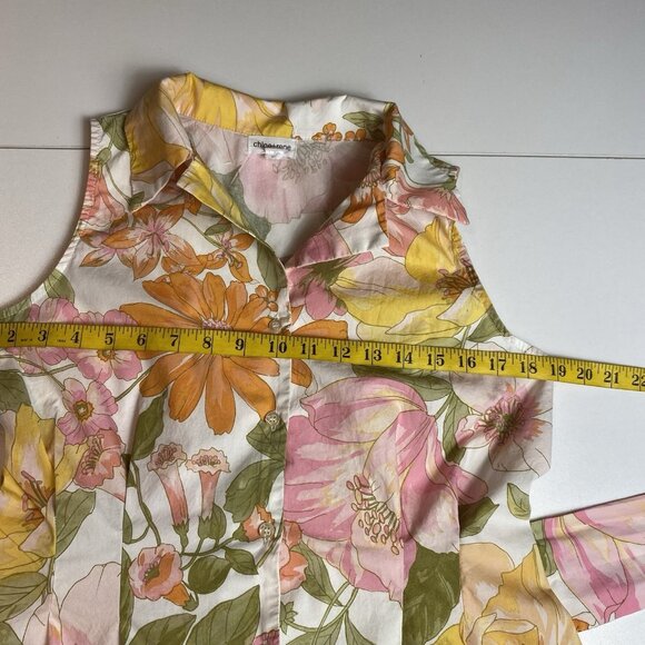 Chloe+Rene Womens Dress 100% Cotton Floral Print Tie Waist Sleeveless Boho Sz L - Picture 13 of 13